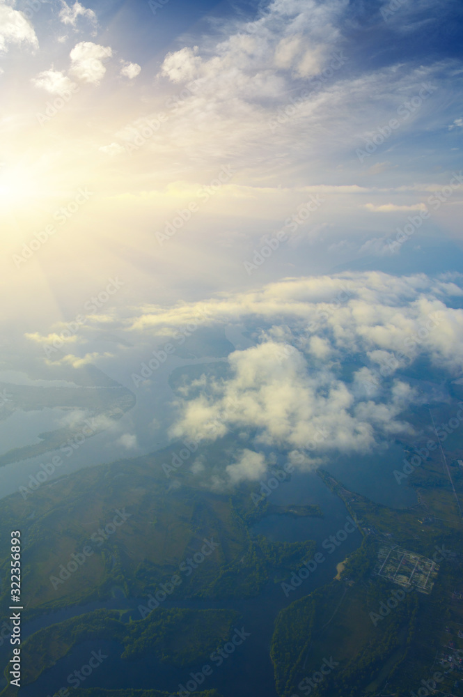 Aerial view of a green landscape with a river Aerial view of a green landscape with a river