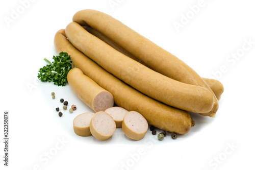 Wiener sausages isolated on white background