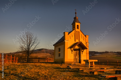 church at sunset