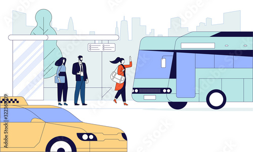 City transportation means flat vector illustration