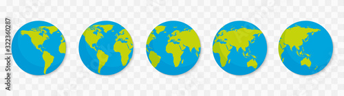 Earth globe icon set. Vector illustration