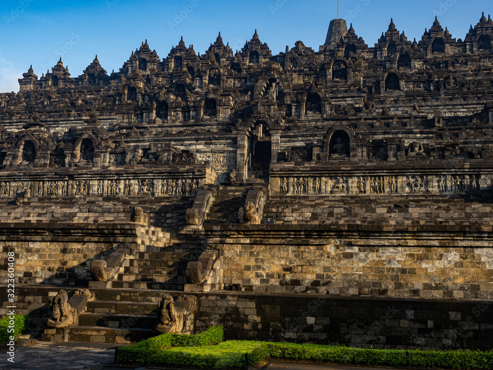 Borobudur temple Yogyakarta indonesia Java view early in the morning