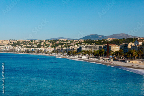 Panoramic view of the city and the coast in Nice, France