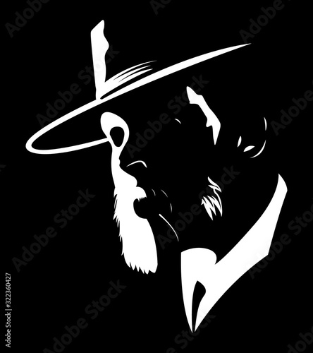 silhouette of man with a hat and beard mafia