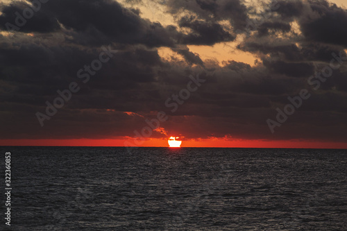 Red sun at dusk