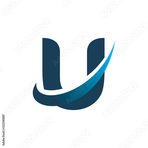 letter u blue dynamic motion logo design
