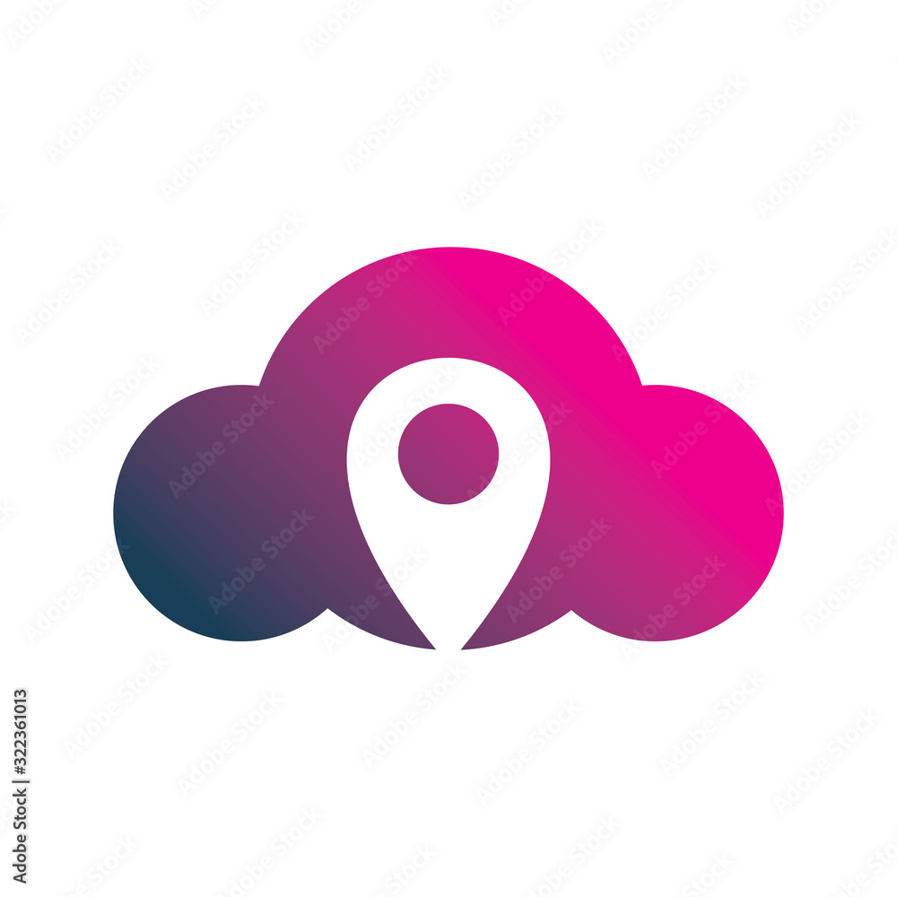 color cloud pin map location logo design color cloud pin map location logo design