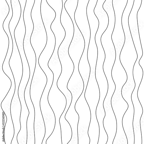 Seamless wave lines pattern. Wavy wiggly black vertical zigzag line with edge. Frame underlines stroke set. Vector illustration isolated on white