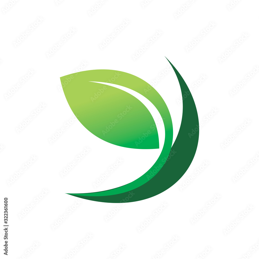 nature green leaf art line logo design nature green leaf art line logo design