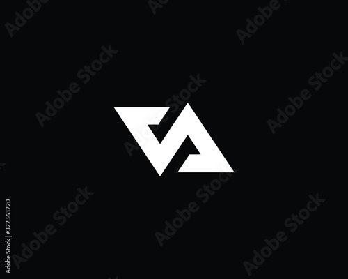 Creative and Minimalist Letter VA Logo Design Icon, Editable in Vector Format in Black and White Color photo