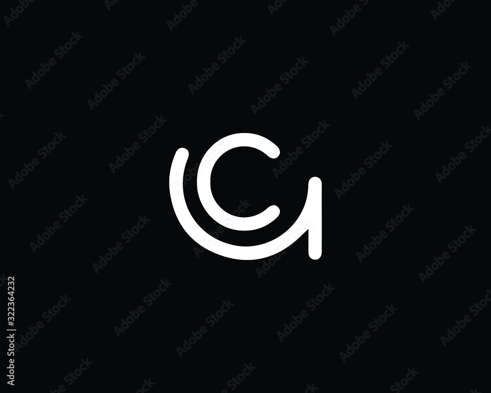 Creative and Minimalist Letter GC CG Logo Design Icon, Editable in Vector Format in Black and White Color Creative and Minimalist Letter GC CG Logo Design Icon, Editable in Vector Format in Black and White Color