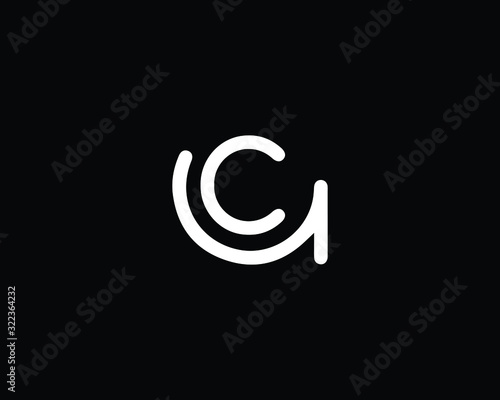 Creative and Minimalist Letter GC CG Logo Design Icon, Editable in Vector Format in Black and White Color