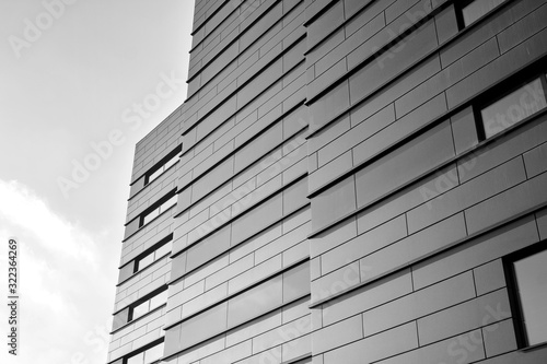 Abstract modern architecture with high contrast black and white tone. Architecture of geometry at glass window - monochrome.