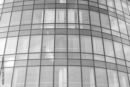 Abstract modern architecture with high contrast black and white tone. Architecture of geometry at glass window - monochrome.