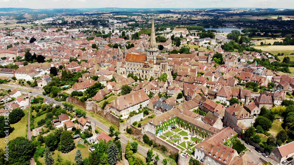 Aerial view of Autun, France 
