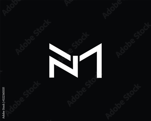 Creative and Minimalist Letter NM MN Logo Design Icon, Editable in Vector Format in Black and White Color