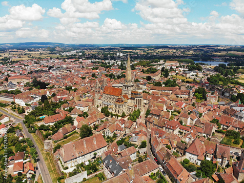 Aerial view of Autun, France 