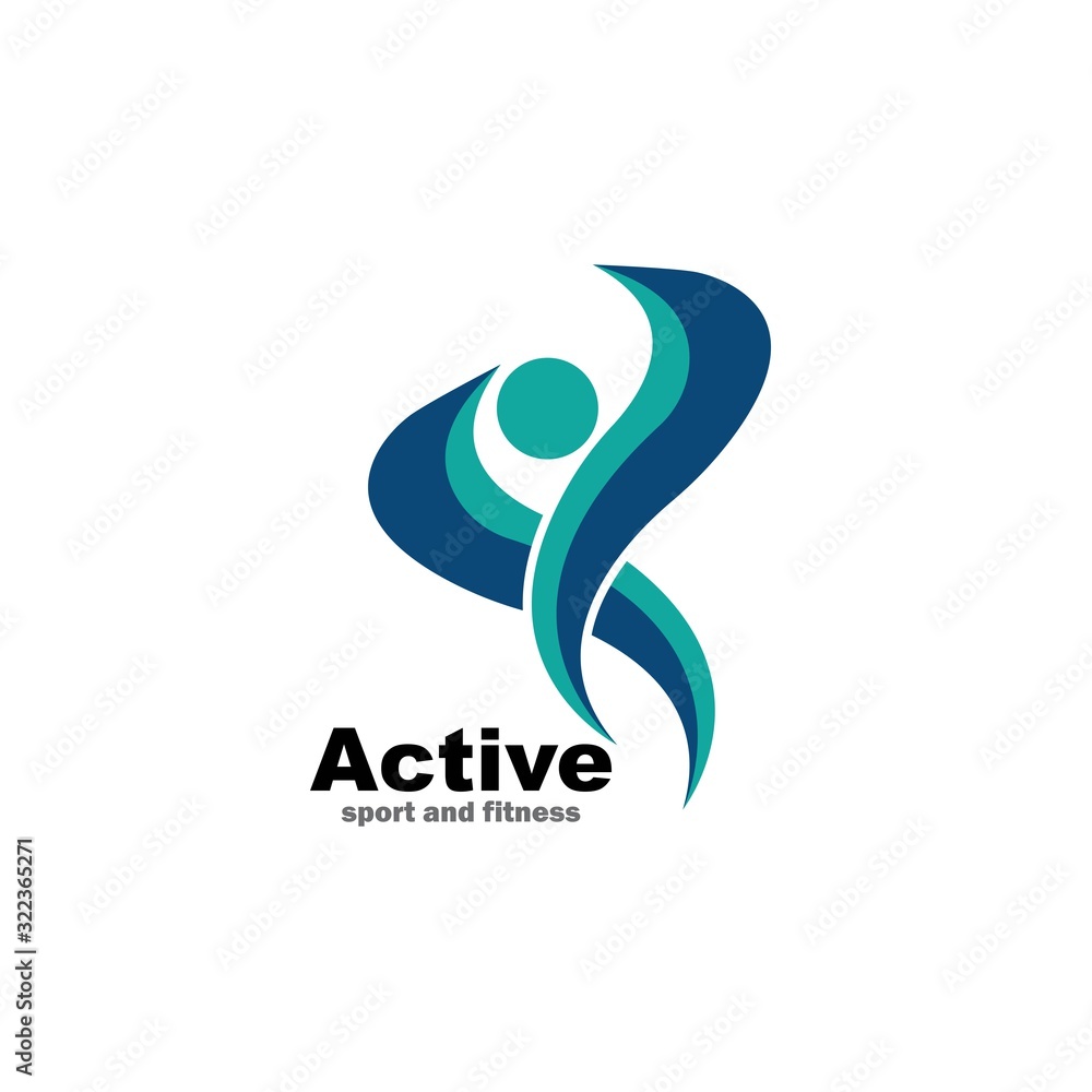 Sport Fitness Winner Champion Man Logo design vector template. Active workout concept Logotype icon Sport Fitness Winner Champion Man Logo design vector template. Active workout concept Logotype icon