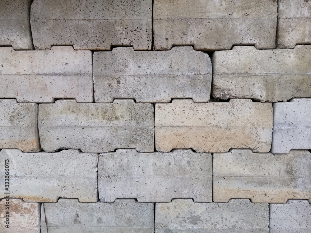 Obraz premium old brick wall, concrete block wall background. Gray beton blocks wall, seamless background photo texture.