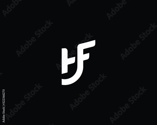 Creative and Minimalist Letter HF Logo Design Icon, Editable in Vector Format in Black and White Color