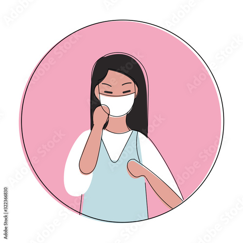 Illustration vector graphic of image man wearing china flags surgical mask to prevent Coronavirus and diseases. Wuhan virus disease. Girl wearing mask due to infection of virus. Peopl in medical mask