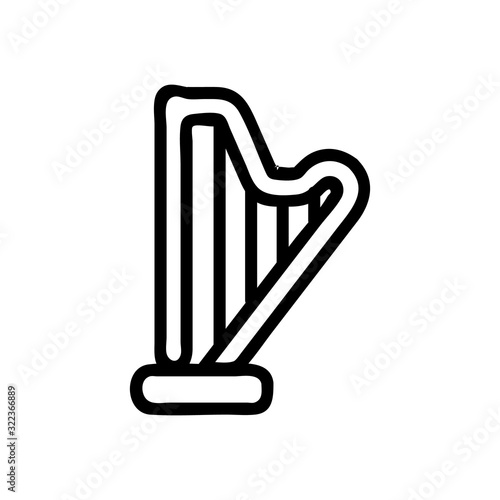 Harp icon vector. Thin line sign. Isolated contour symbol illustration