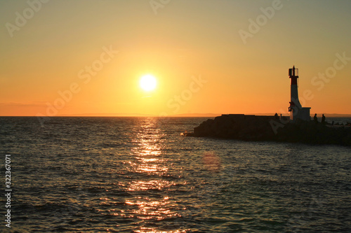 Amazinf sunset in mediterranean sea, Le grau du roi, France