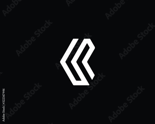 Creative and Minimalist Letter LR UR Logo Design Icon  Editable in Vector Format in Black and White Color