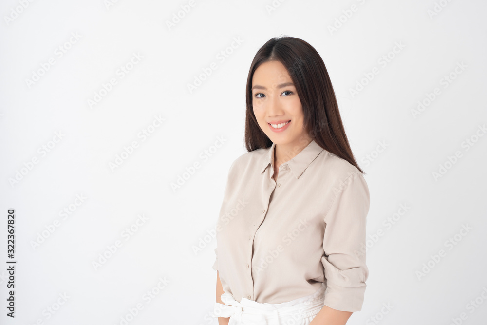 Attractive Asian woman portrait on white background Attractive Asian woman portrait on white background