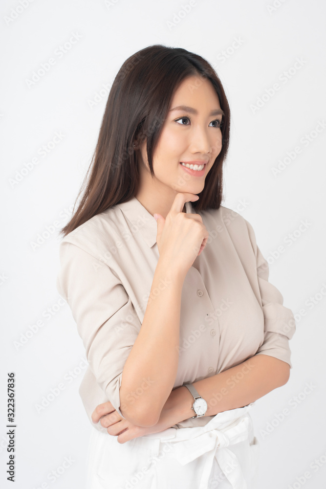 Attractive Asian woman portrait on white background Attractive Asian woman portrait on white background