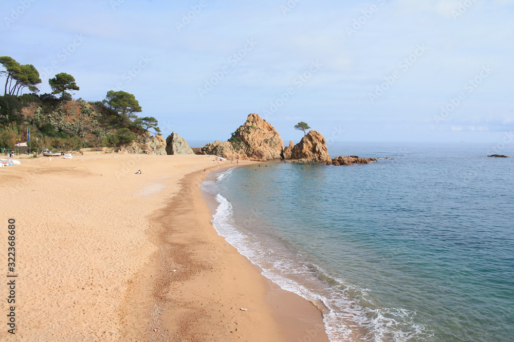 The amazing Mar Menuda  sandy beach in Tossa de Mar, Costa Brava, Catalonia, Spain