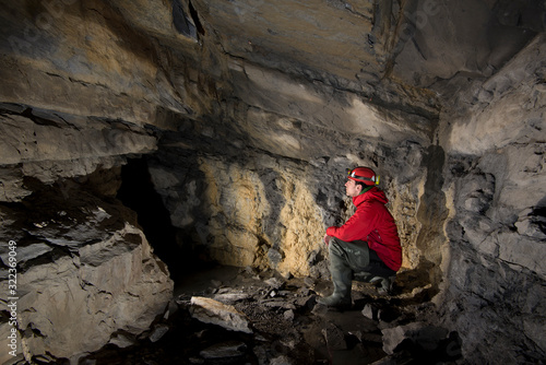 Tableau sur toile Exploring a cave to find endemic species, Italy, Europe
