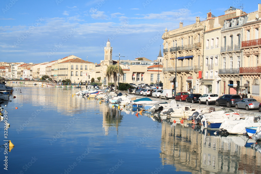 Beautiful Consular palace and the royal channel in Sete, Herault, France