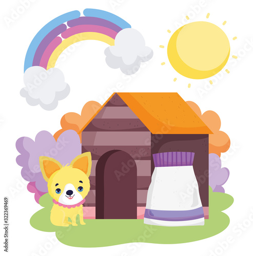 puppy house and food pack outside pets