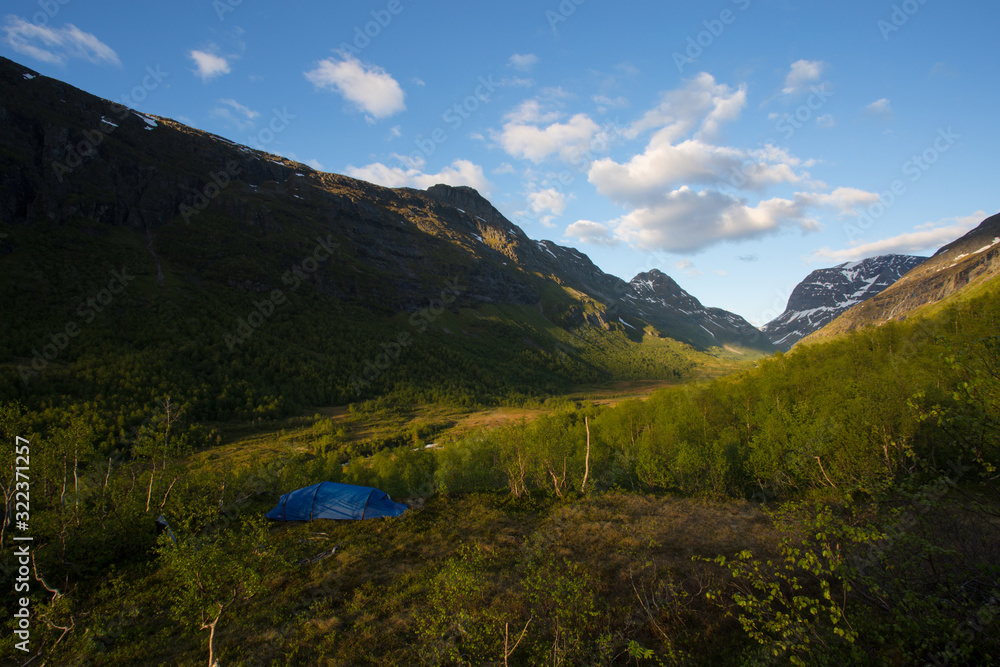 Everyman's right in Innerdalen, norway. A lonely tent in the nature.