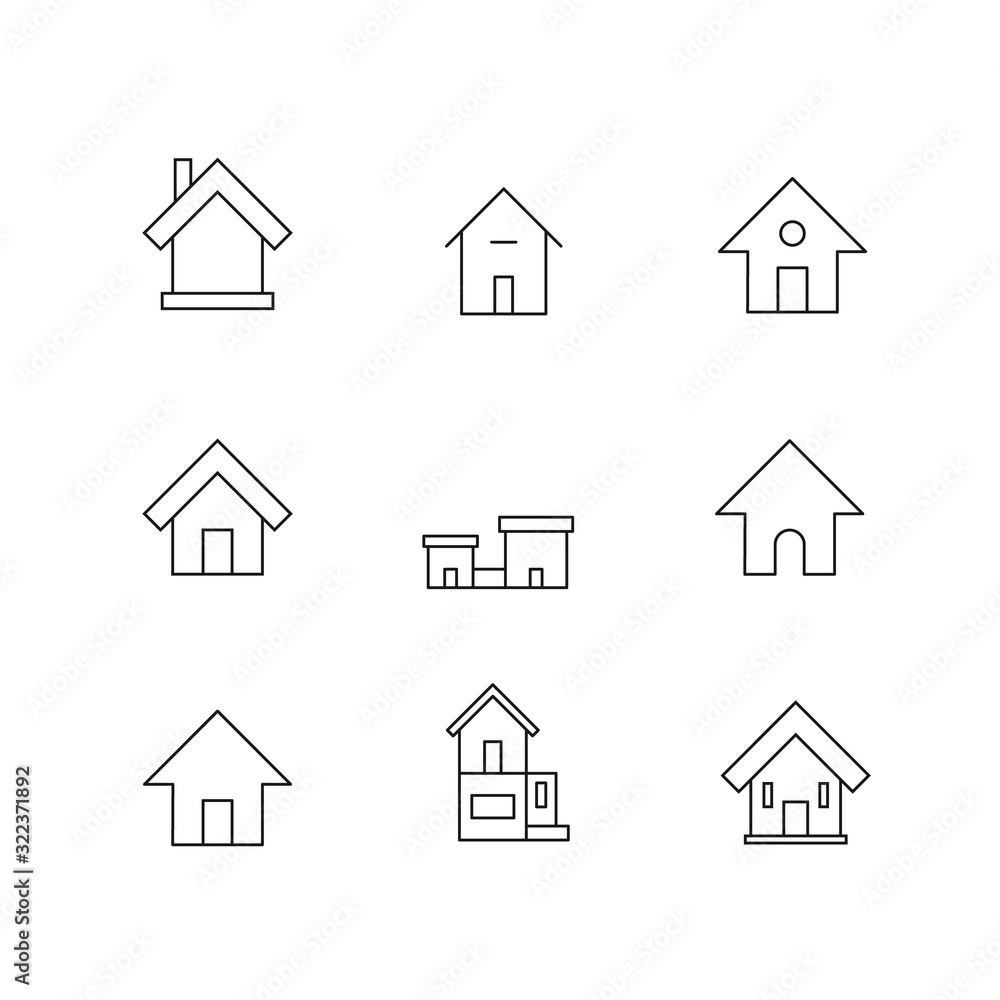 Simple set of home icons in trendy line style. Modern vector symbols, isolated on a white background. Linear pictogram pack. Line icons collection for web apps and mobile concept. Simple set of home icons in trendy line style. Modern vector symbols, isolated on a white background. Linear pictogram pack. Line icons collection for web apps and mobile concept.