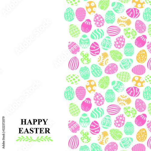Vector illustrations of Easter card with color decorative eggs vertical design