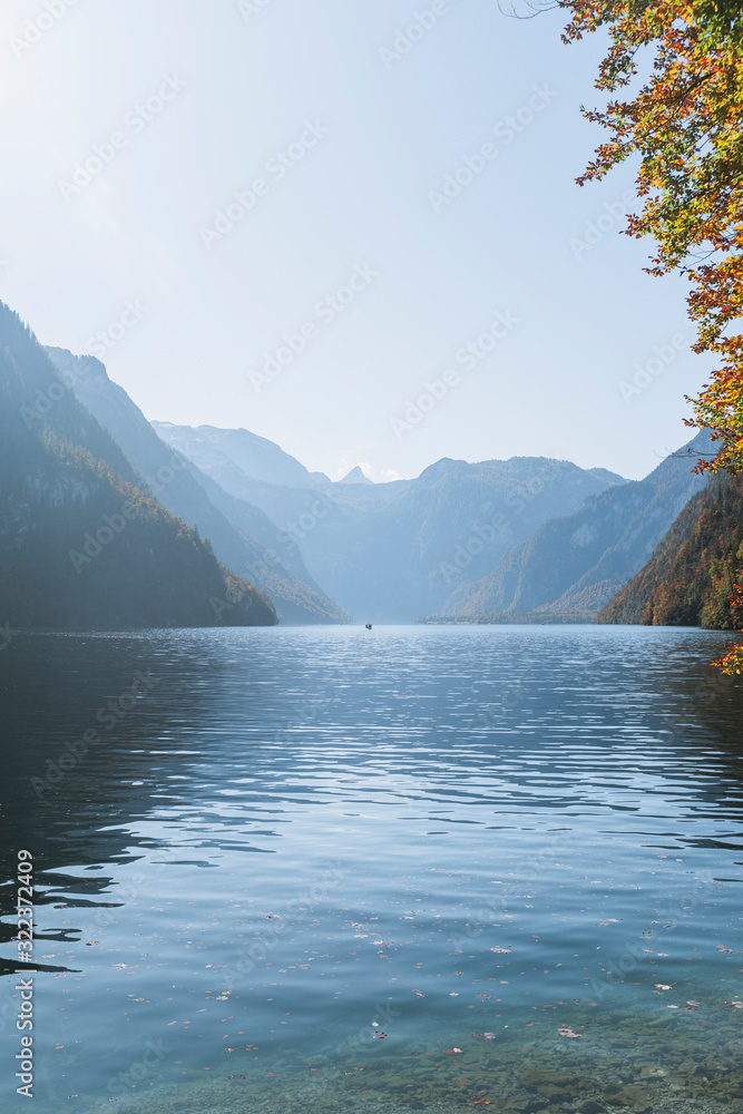 Vista Panorámica del Lago Königsee Parque Nacional Berchtesgaden Alemania