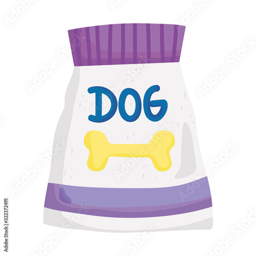 package food for dog pets on white background