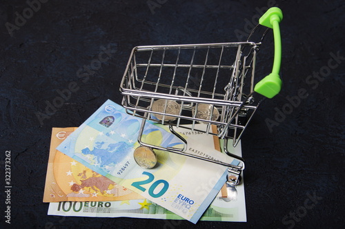food cart and few euro banknotes