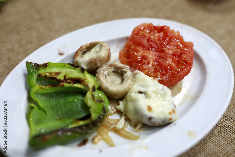 Wite plate with various grilled vegetables Wite plate with various grilled vegetables