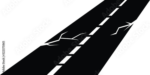 Broken road icon, vector line illustration