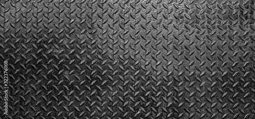 Metal Floor Texture, dark list with rhombus shapes of Black steel texture background