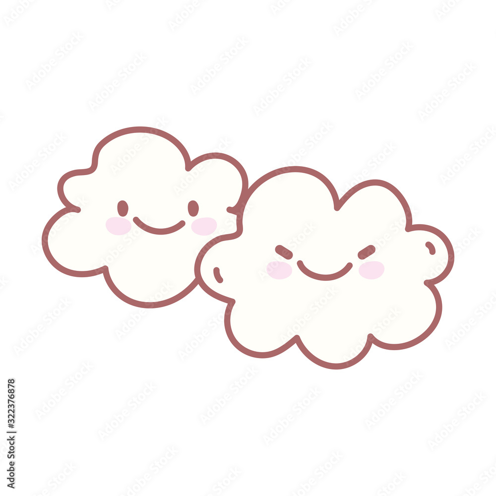 kawaii clouds sky weather character cartoon cute kawaii clouds sky weather character cartoon cute