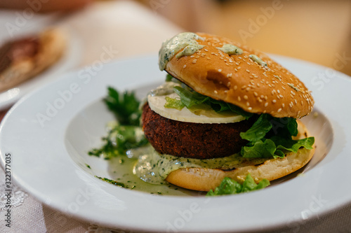 burger on a plate