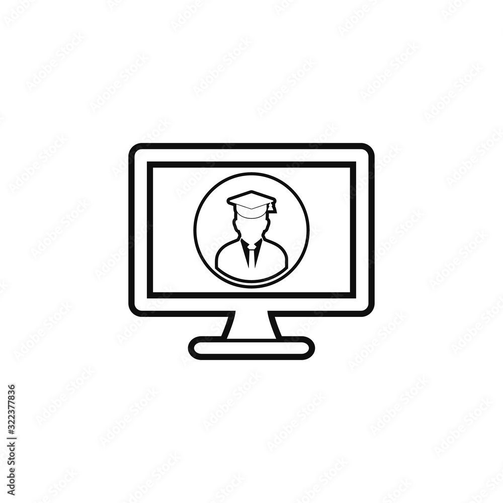 E- Learning line icon. Flat style vector. E- Learning line icon. Flat style vector.