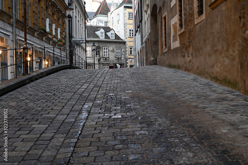 Photography Griechengasse street at night in Vienna Austria