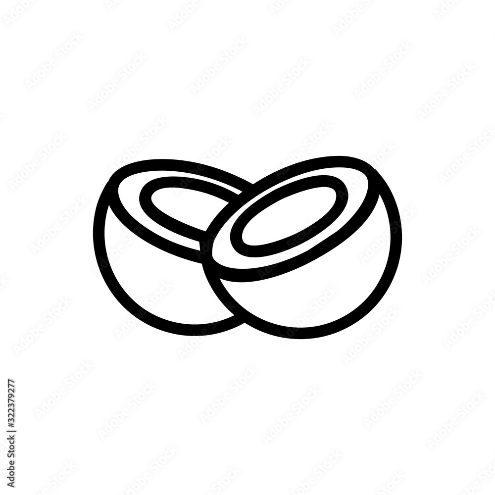 Coconut icon vector. Thin line sign. Isolated contour symbol illustration