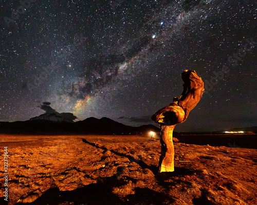 the night surprises with the milky way and sajama in sajama national park photo