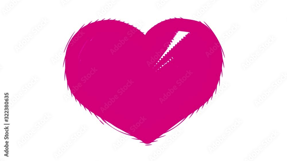Pink heart on white background. Love story. Valentines day. Drawn animation. 4K Pink heart on white background. Love story. Valentines day. Drawn animation. 4K